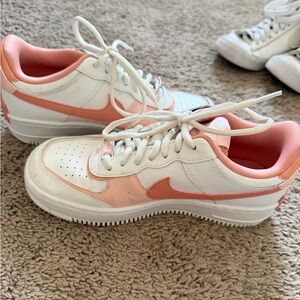 Nike Women's White and Peach Air Forces